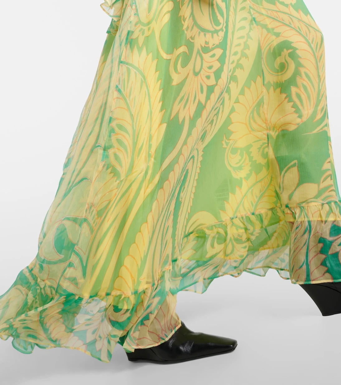 Etro - Printed ruffled silk maxi dress