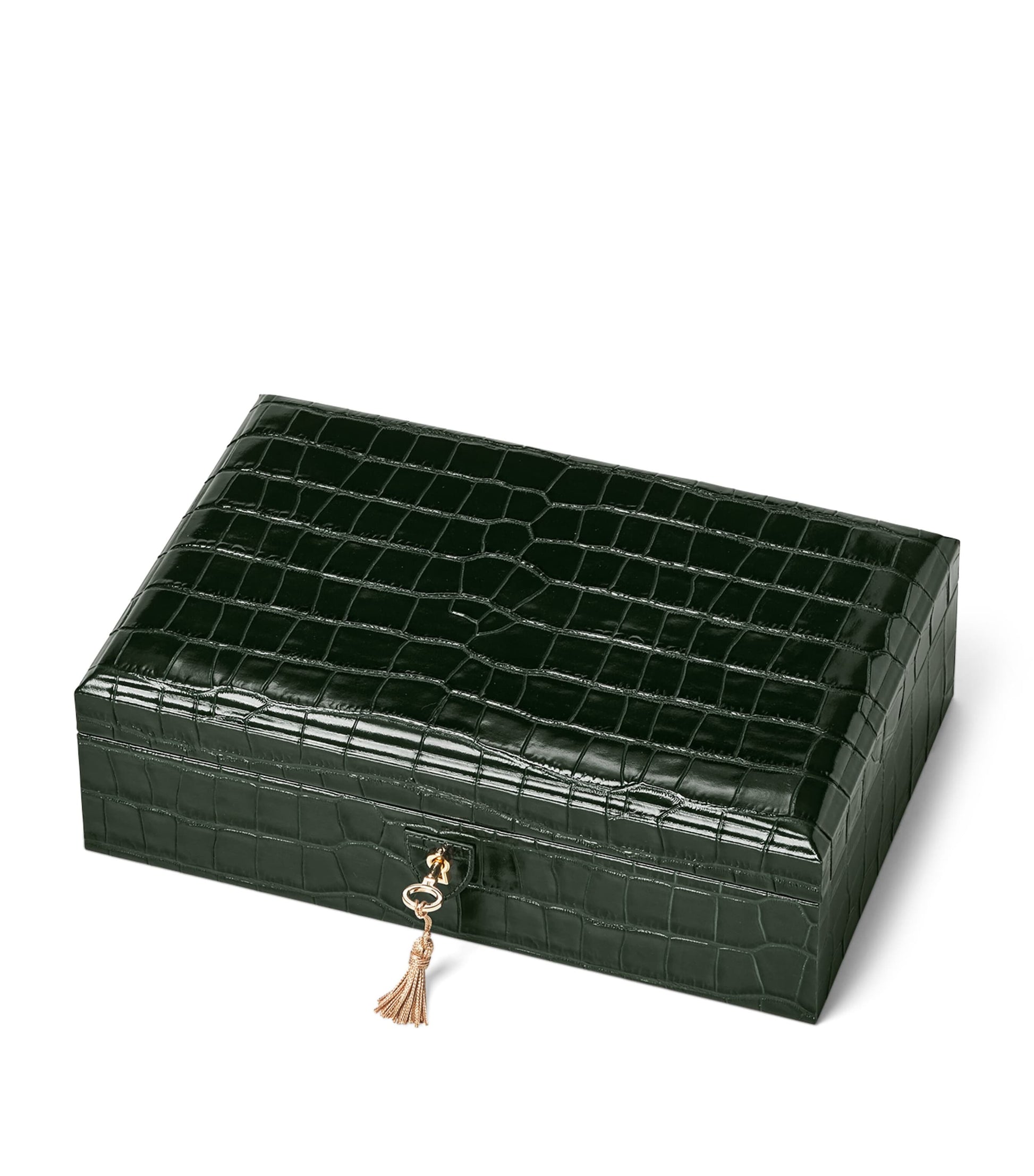 Leather Croc-Embossed Savoy Jewellery Box