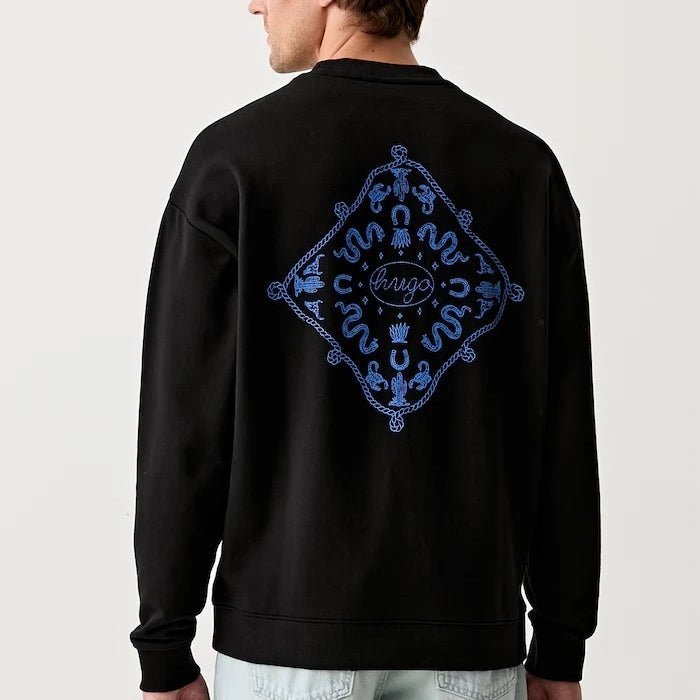 HUGO Blue Erkek Pamuklu Oversize Sweatshirt Nugodana