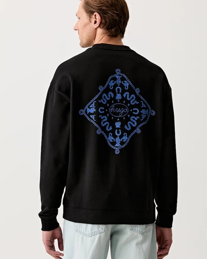 HUGO Blue Erkek Pamuklu Oversize Sweatshirt Nugodana
