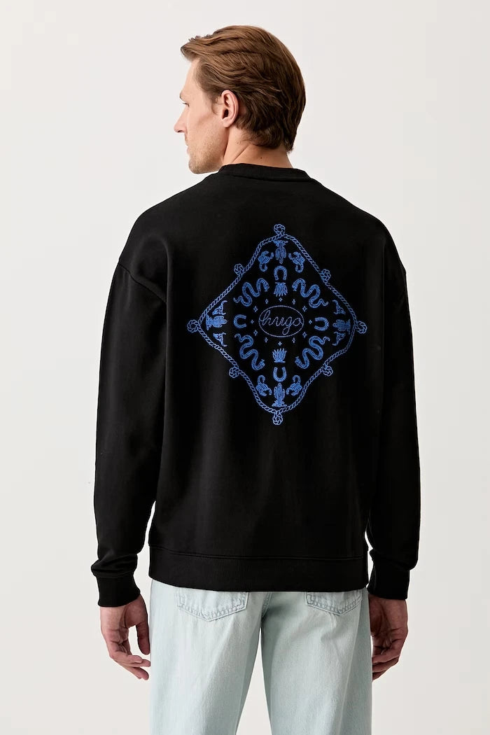 HUGO Blue Erkek Pamuklu Oversize Sweatshirt Nugodana