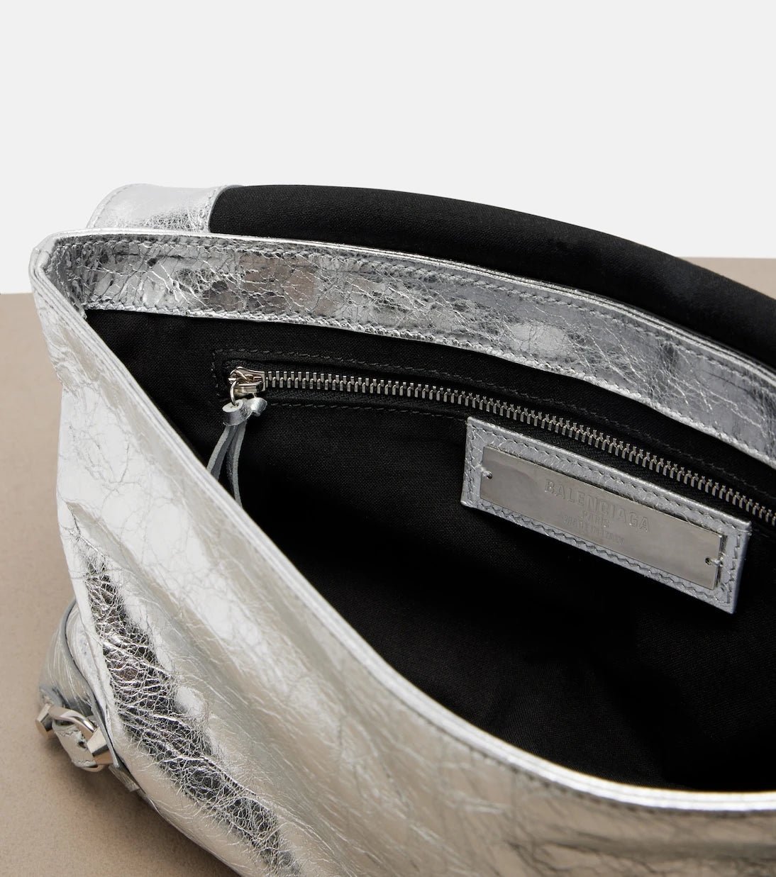 Balenciaga - Le City metallic leather clutch