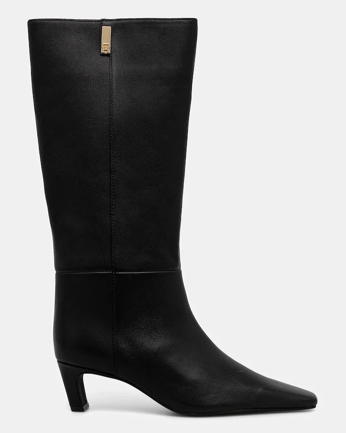 Кожени ботуши Tommy Hilfiger SQUARE TOE KITTEN LONG