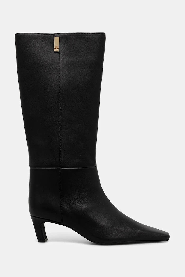Кожени ботуши Tommy Hilfiger SQUARE TOE KITTEN LONG