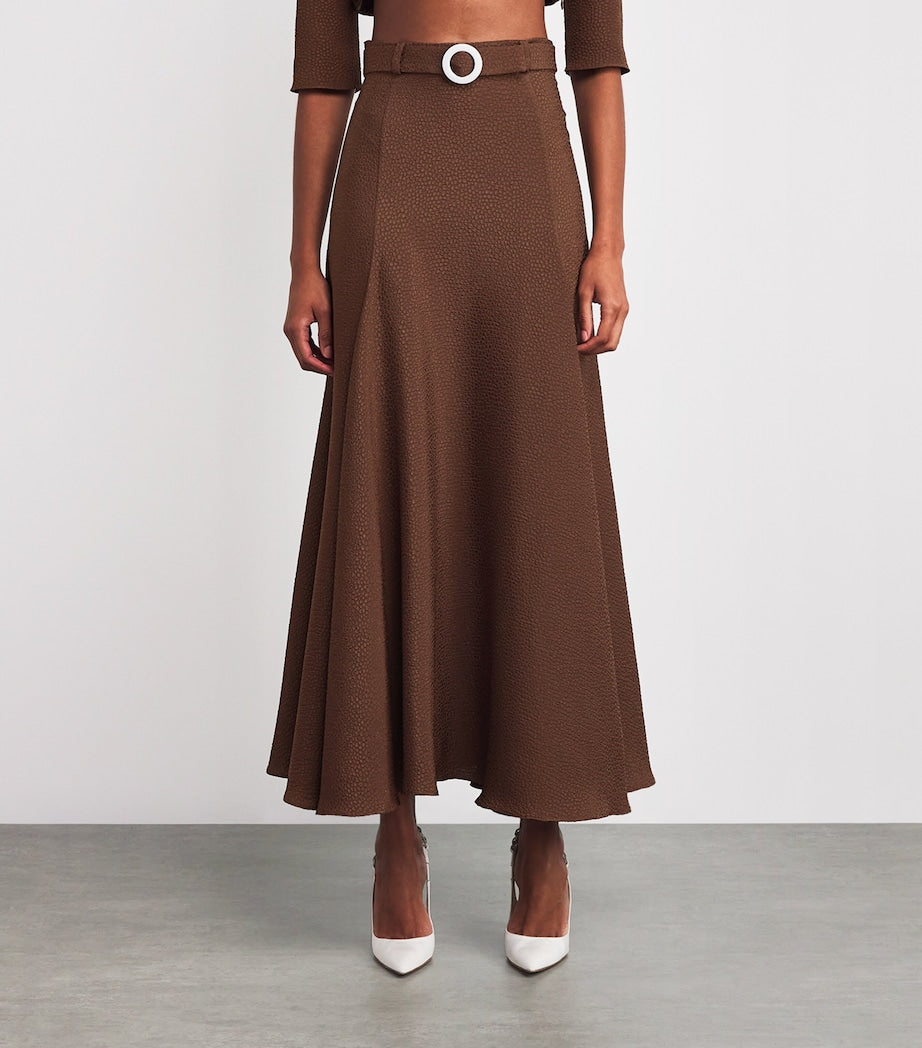 Edeline Lee Brown Jacquard Jete Midi Skirt