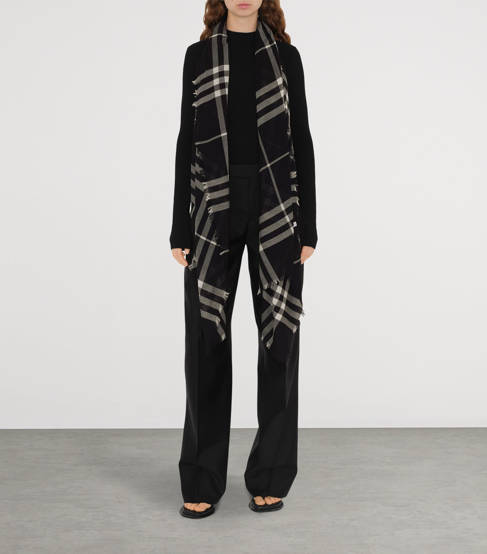 Wool Wide Check Scarf