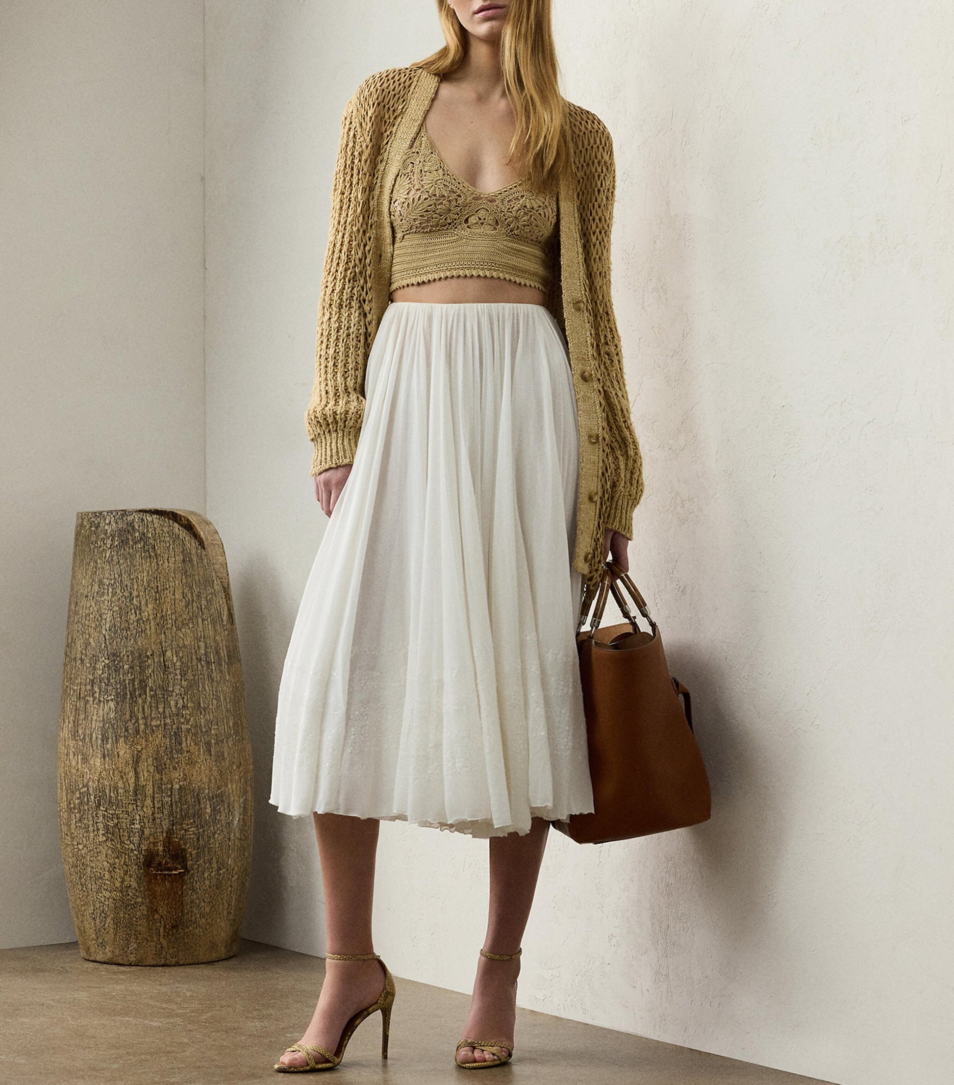 Cotton-Blend Trivelas Embellished Skirt