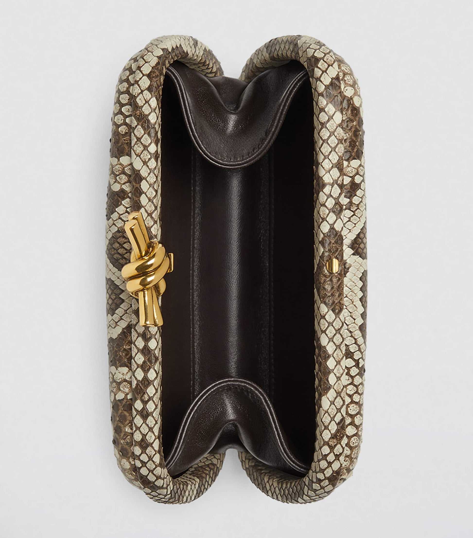 Gold Snakeskin Knot Clutch Bag