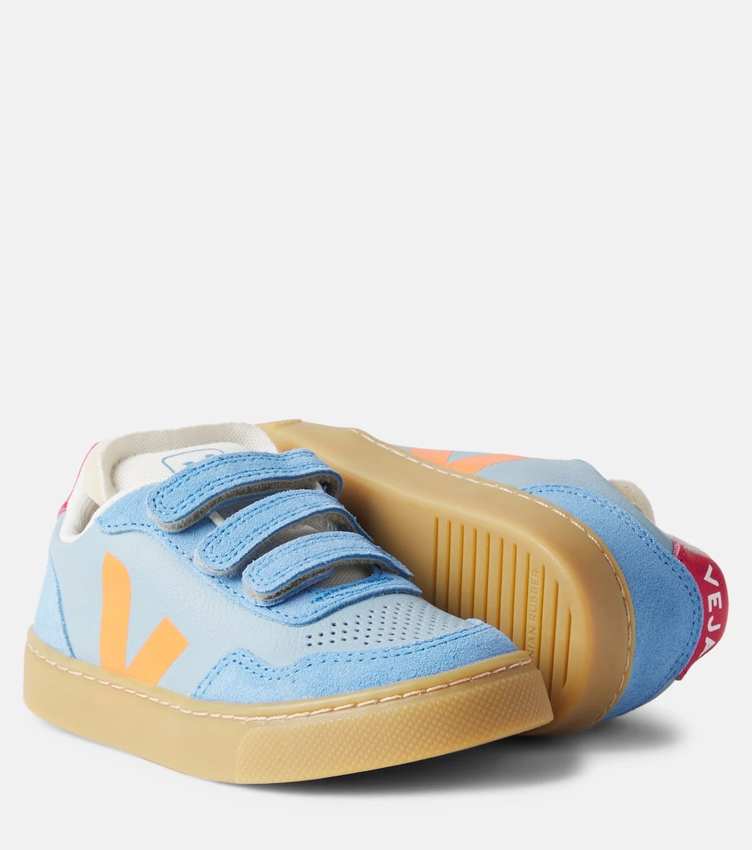 Veja Kids - V-90 suede-trimmed leather sneakers