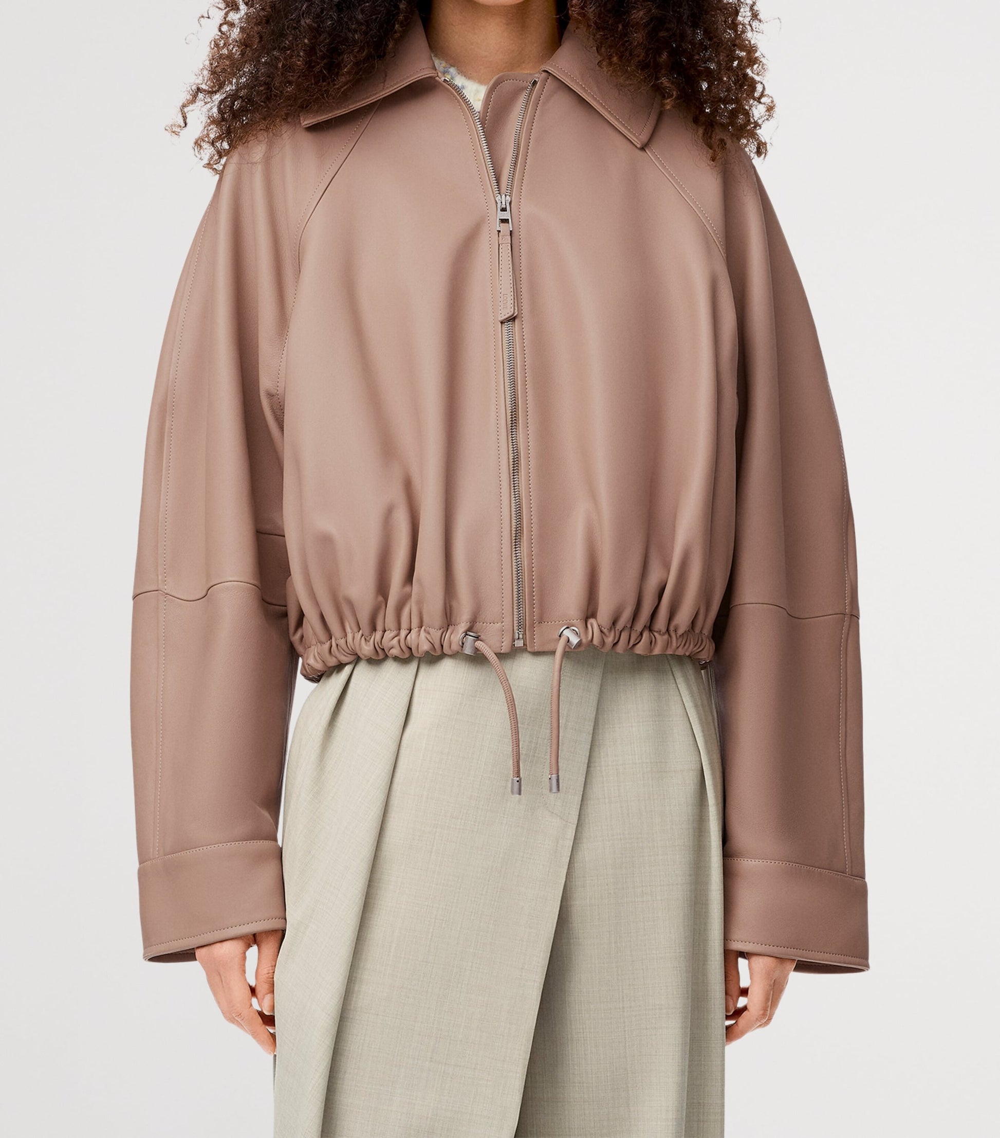 LOEWE Beige Balloon Leather Jacket