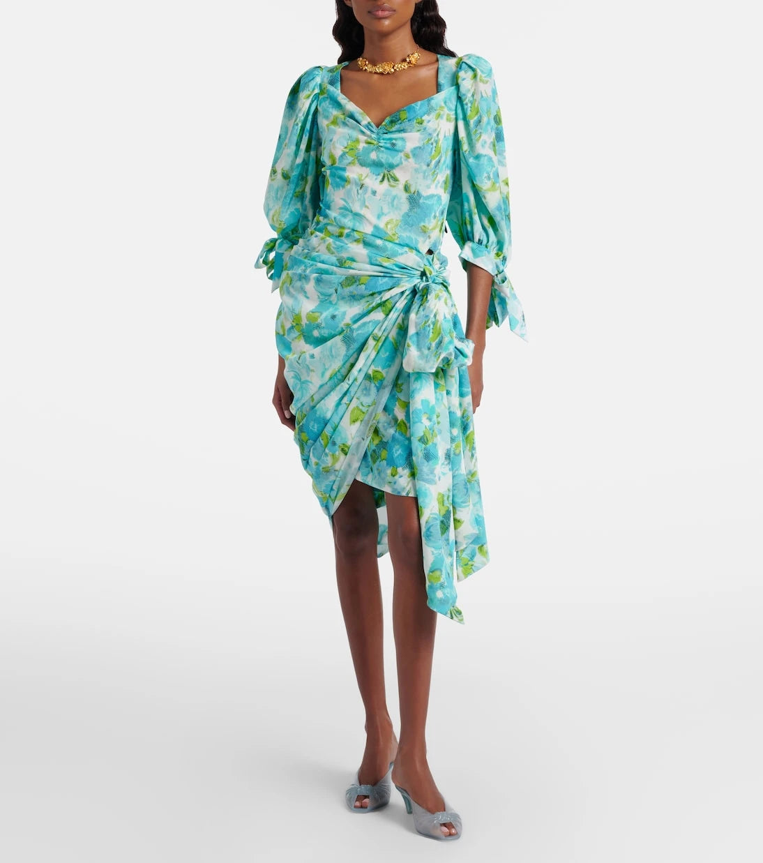 Chloé - Draped floral silk minidress