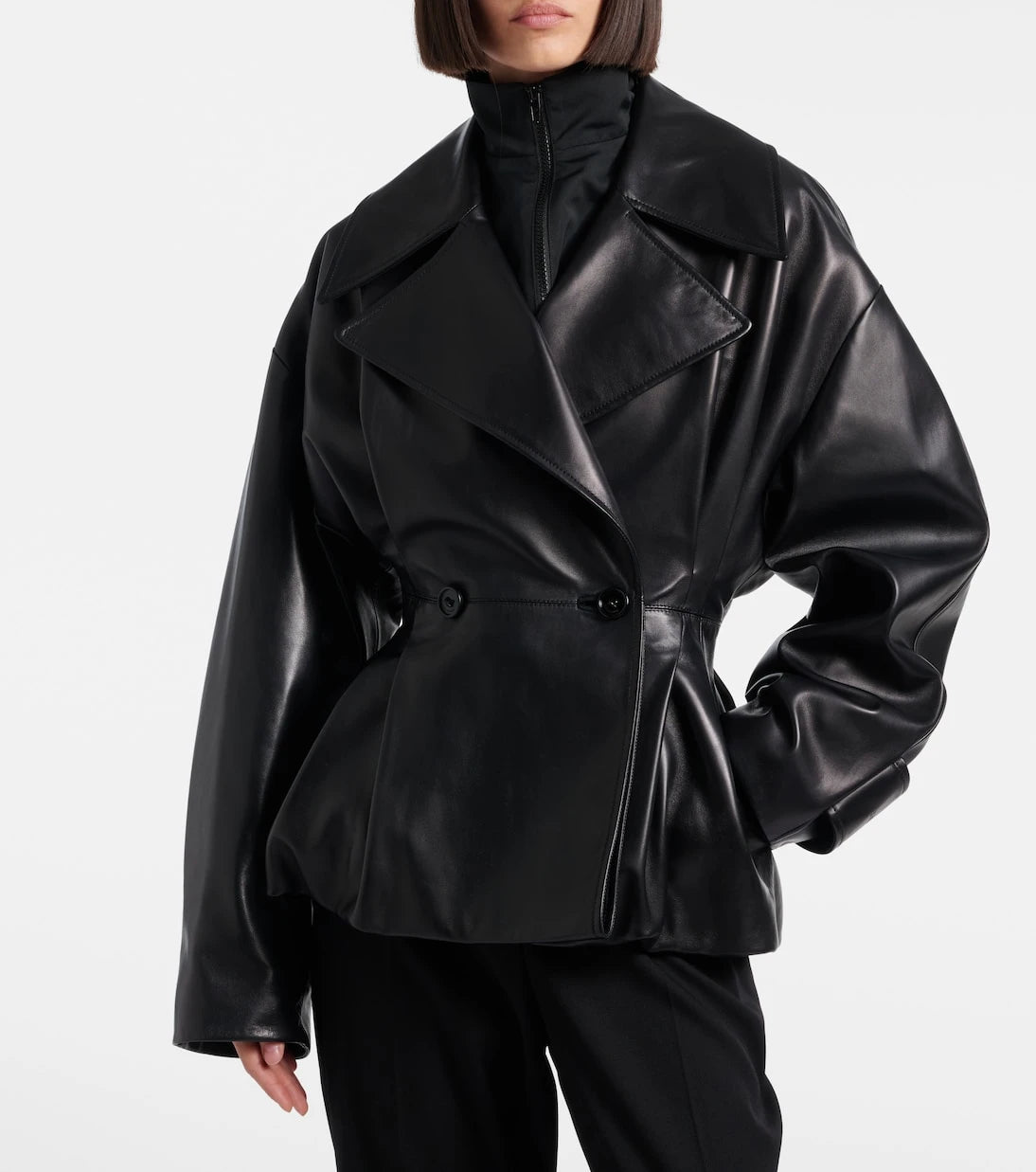 Balenciaga - Double-breasted leather jacket