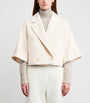 Max Mara White Wool-Cashmere Cropped Coat