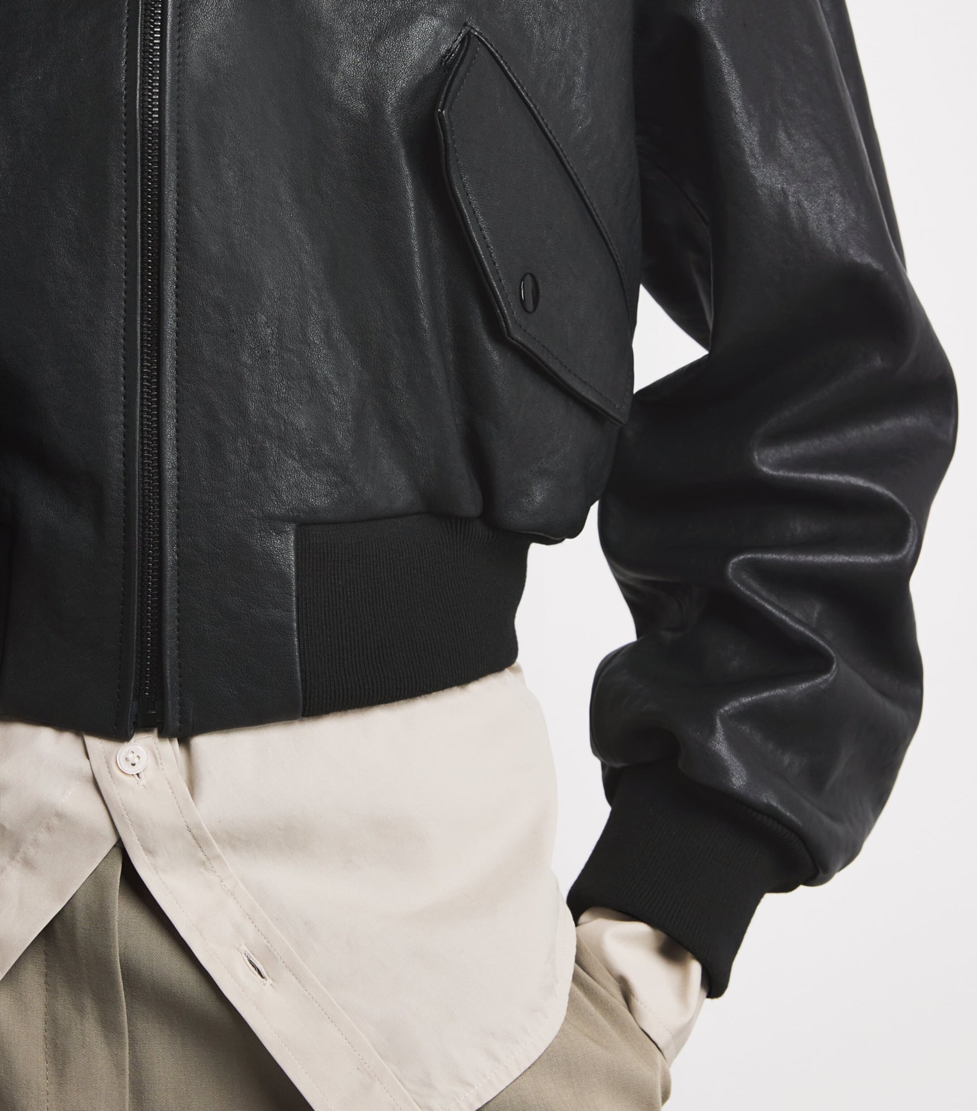 The Leather Harrington Bomber Jacket BLACK