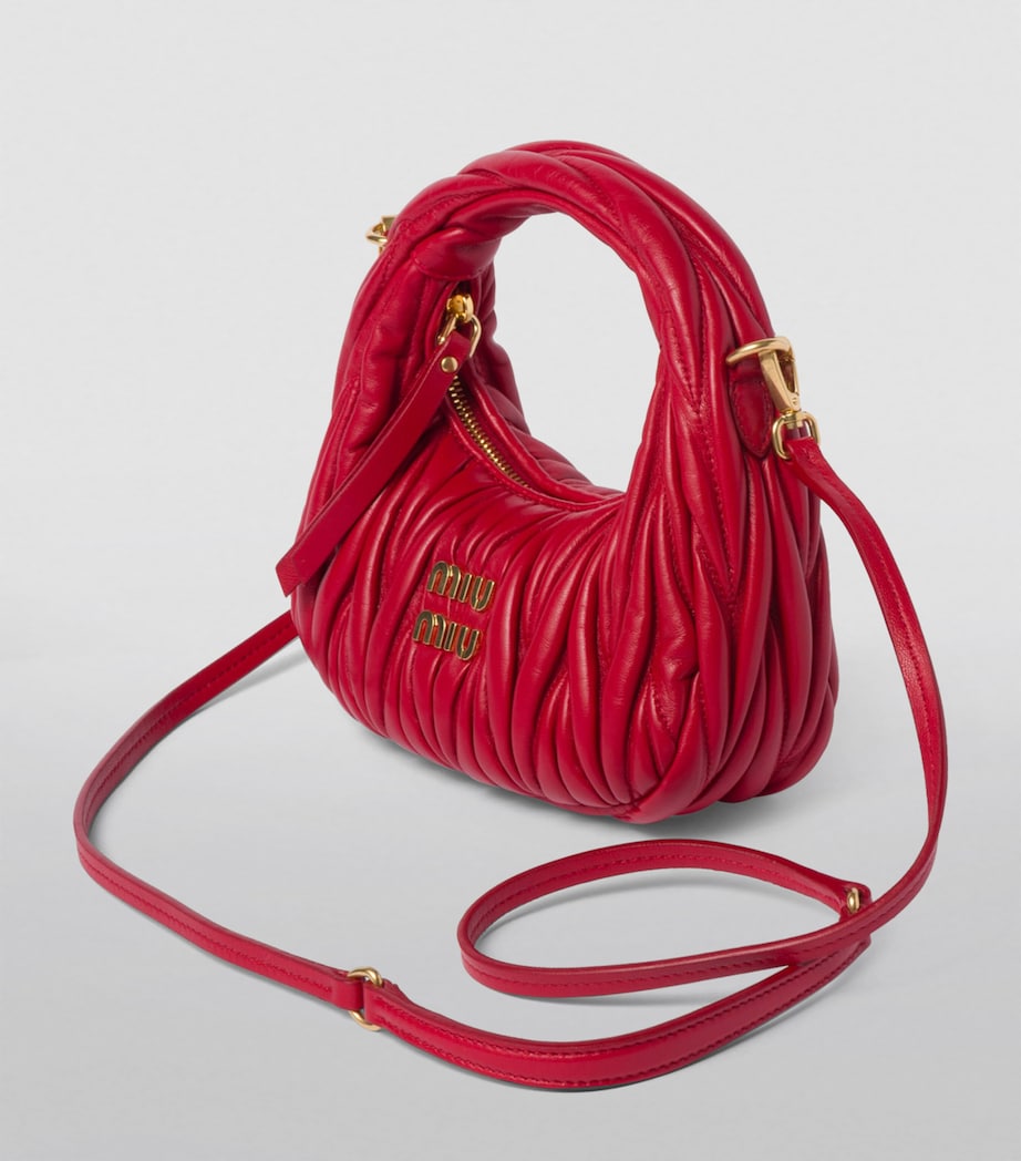 Red Mini Leather Matelassé Wander Top-Handle Bag