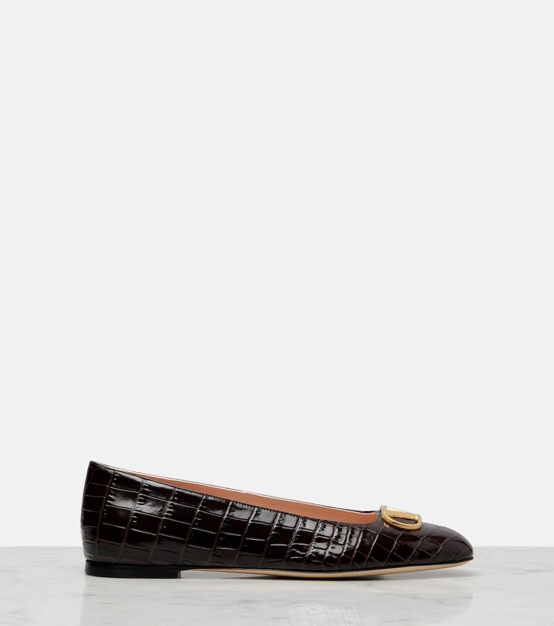 Valentino Garavani - VLogo croc-effect leather ballet flats