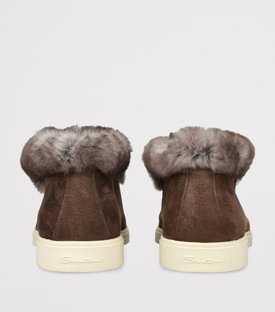 Santoni Brown Suede Hadeel Ankle Boots