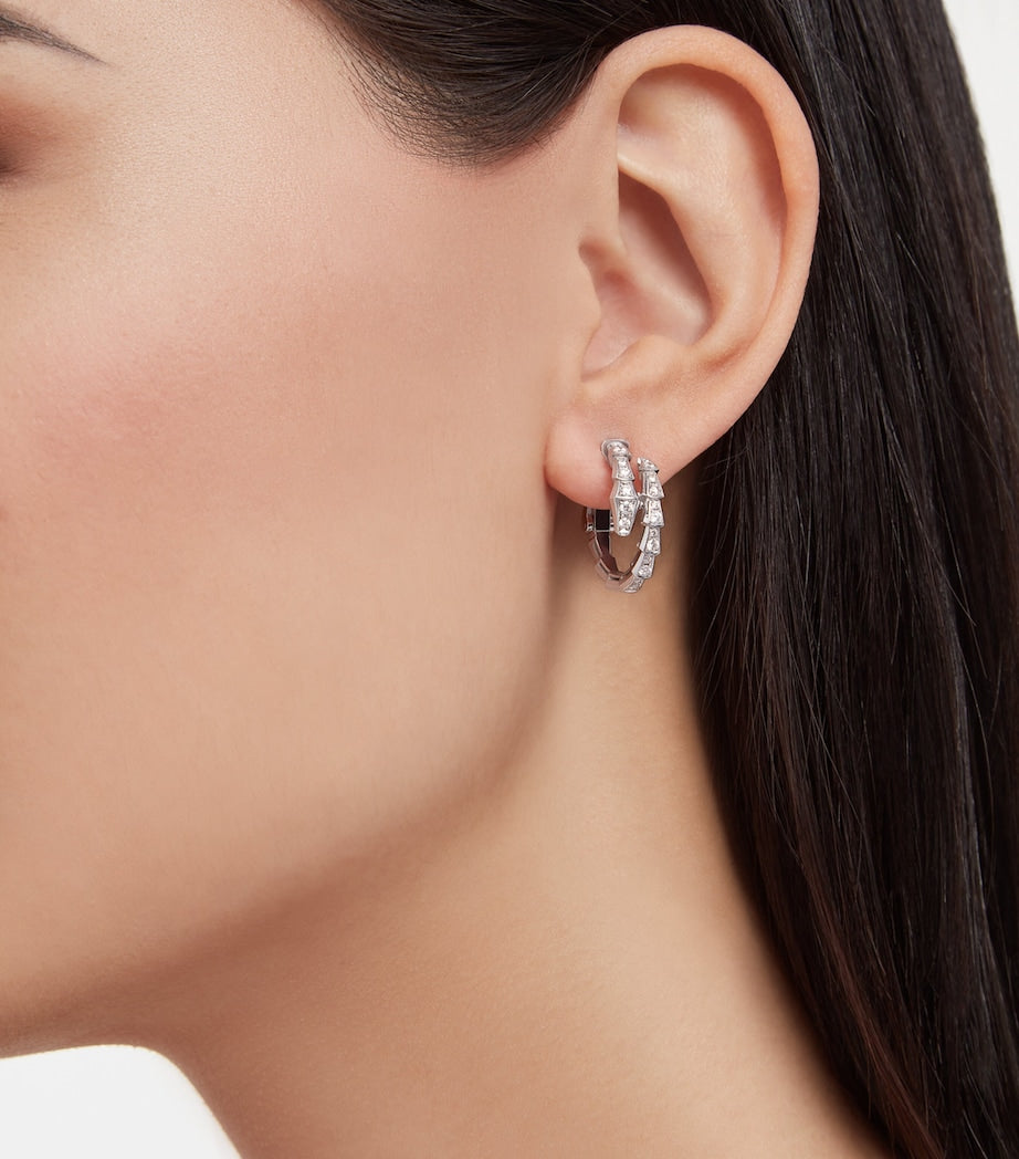 White Gold and Diamond Serpenti Viper Hoop Earrings
