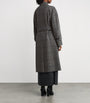 Grey Wool Tweed Prince of Wales Check Overcoat