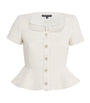 Maje White Tweed Peplum Top