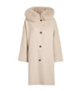 Yves Salomon Beige Wool-Cashmere Fur-Trim Cape Coat