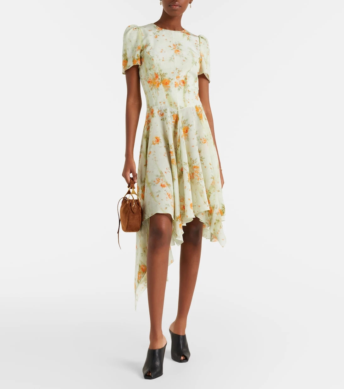 McQueen - Floral asymmetric midi dress