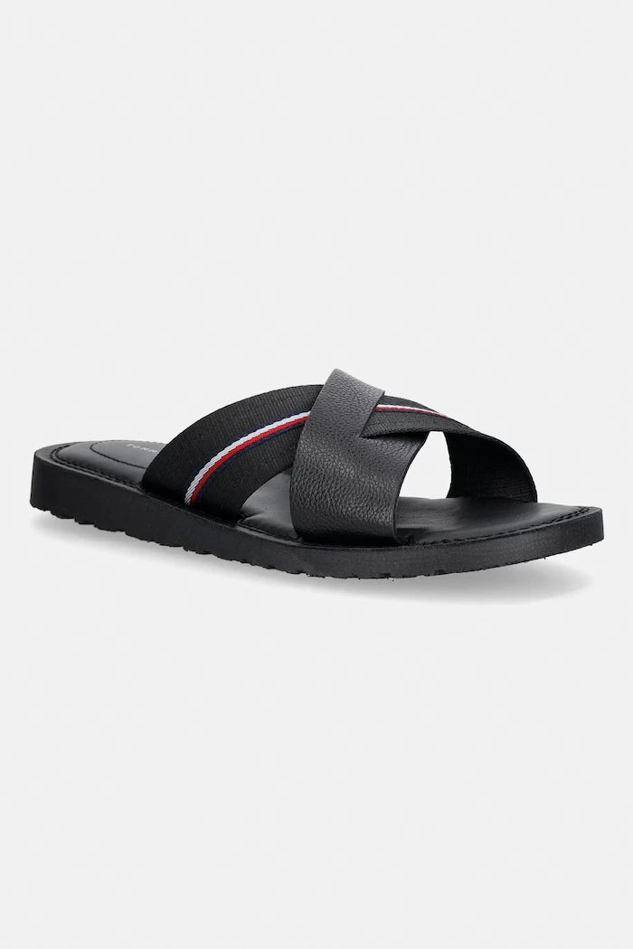 Tommy Hilfiger чехли мъжки от кожа CORE HILFIGER LTH CRISS C SANDAL