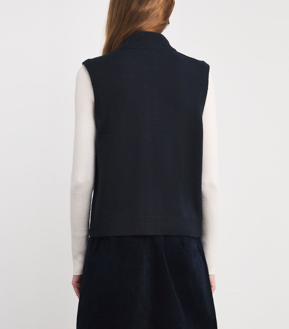 ME+EM Navy Wool Two-Way Zip Vest