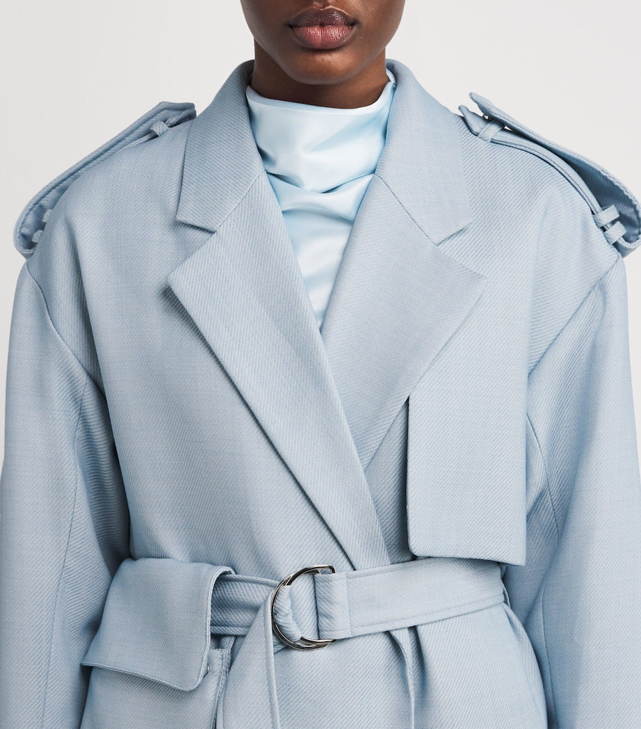 CAMILLA AND MARC Blue Wool-Blend Gehry Trench Coat