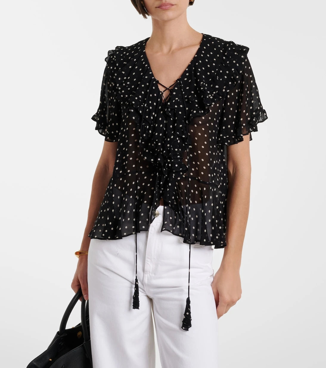 Dorothee Schumacher - Dans Eden Puantiyeler desenli ipek georgette bluz