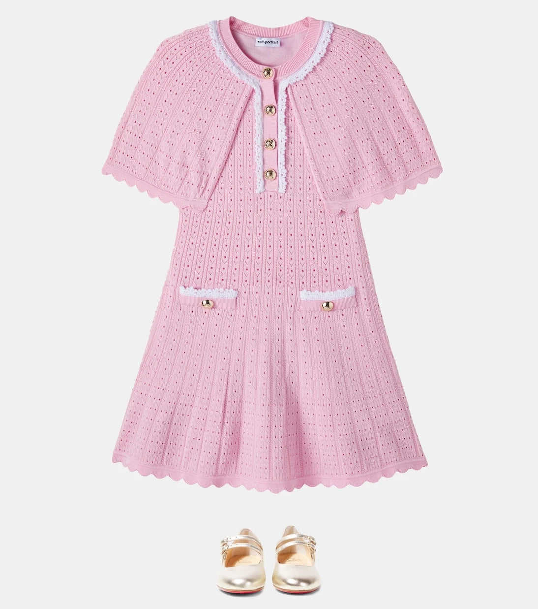 Self-Portrait Kids - Caped pointelle dress