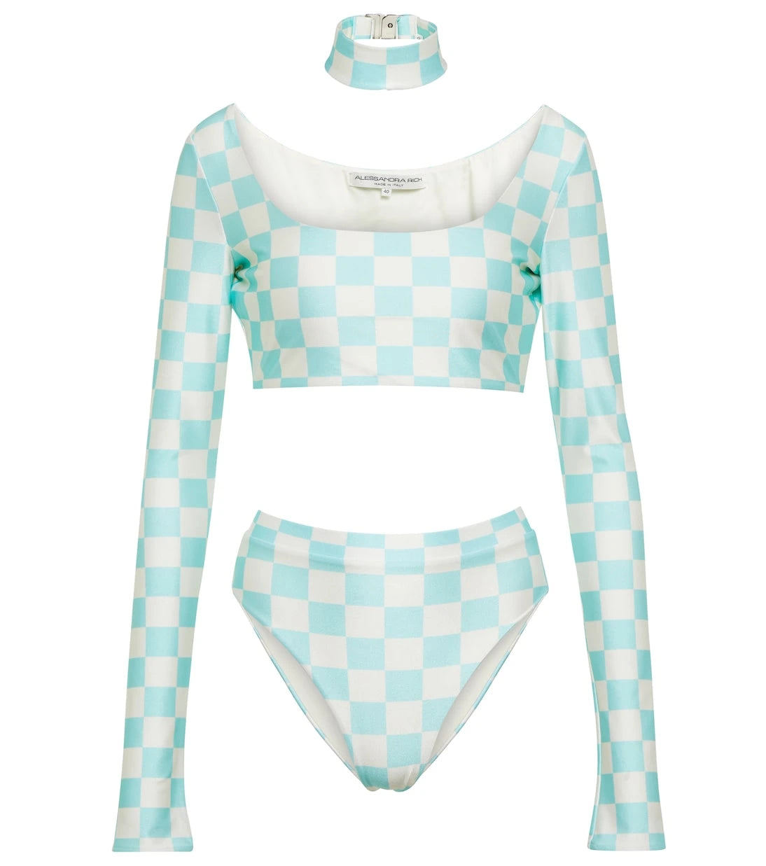Alessandra Rich - Embellished checked bikini