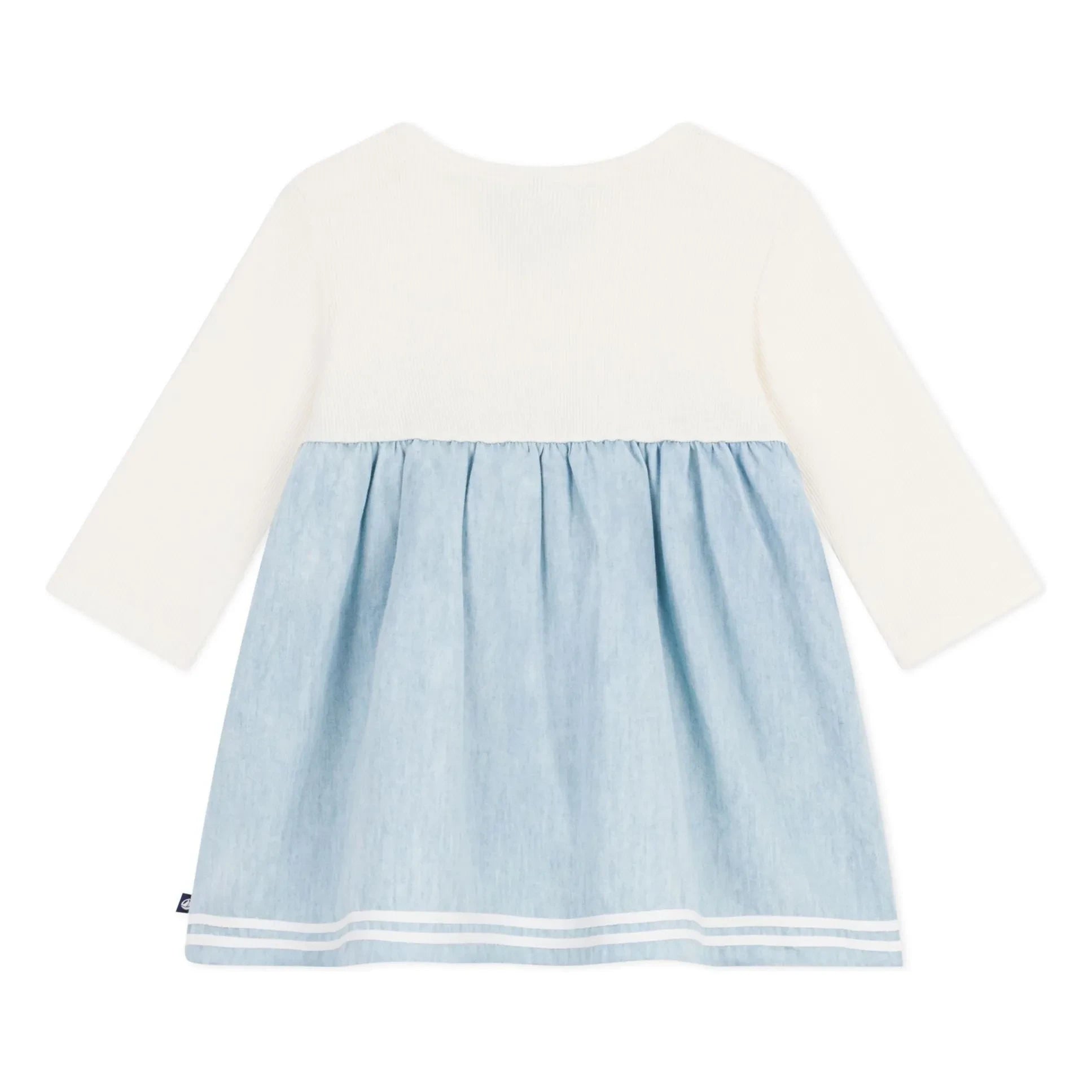 Petit Bateau - Chambray Shirred Dress | Ecru