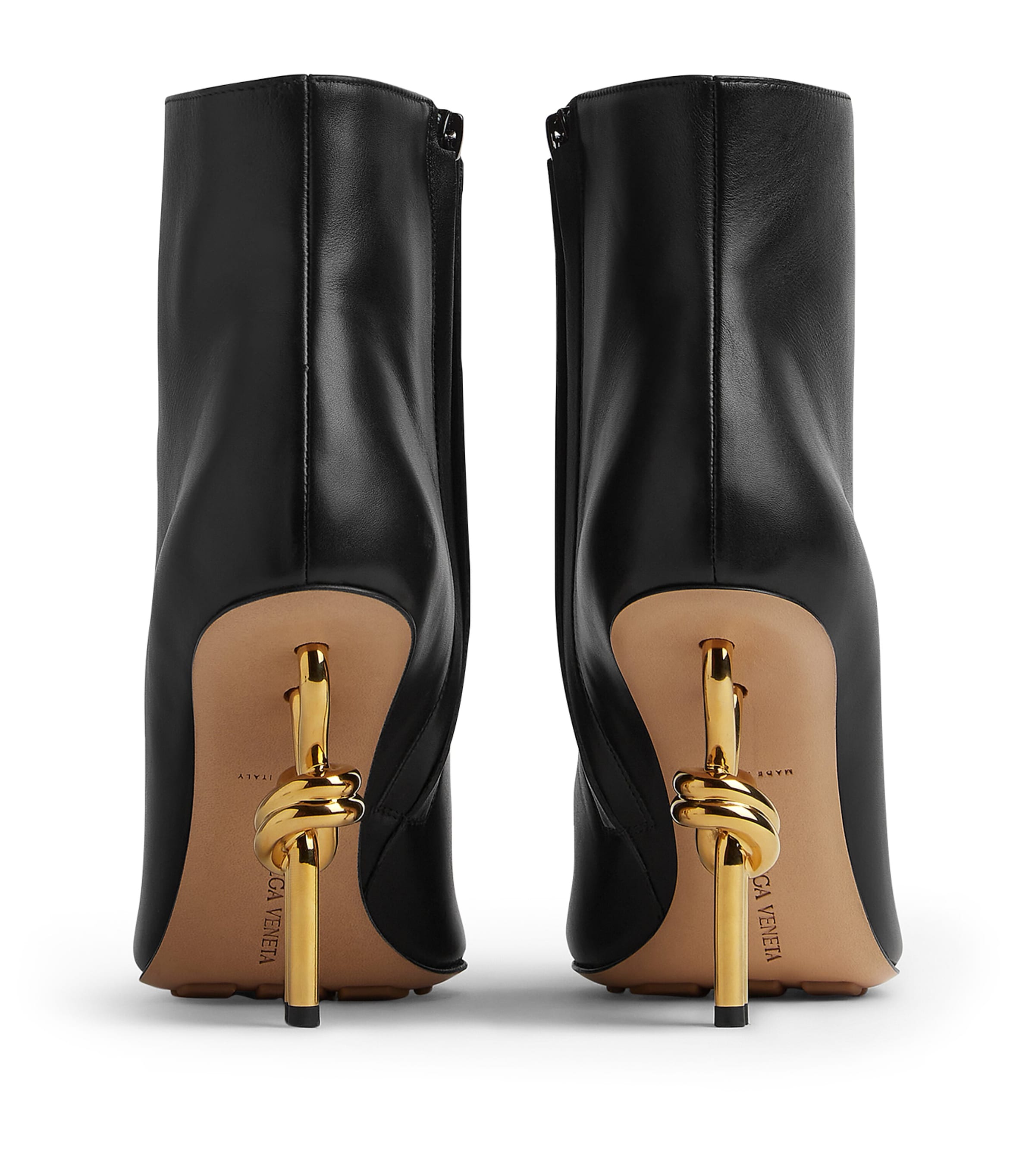 Bottega Veneta Black Calfskin Heeled Ankle Boots 90