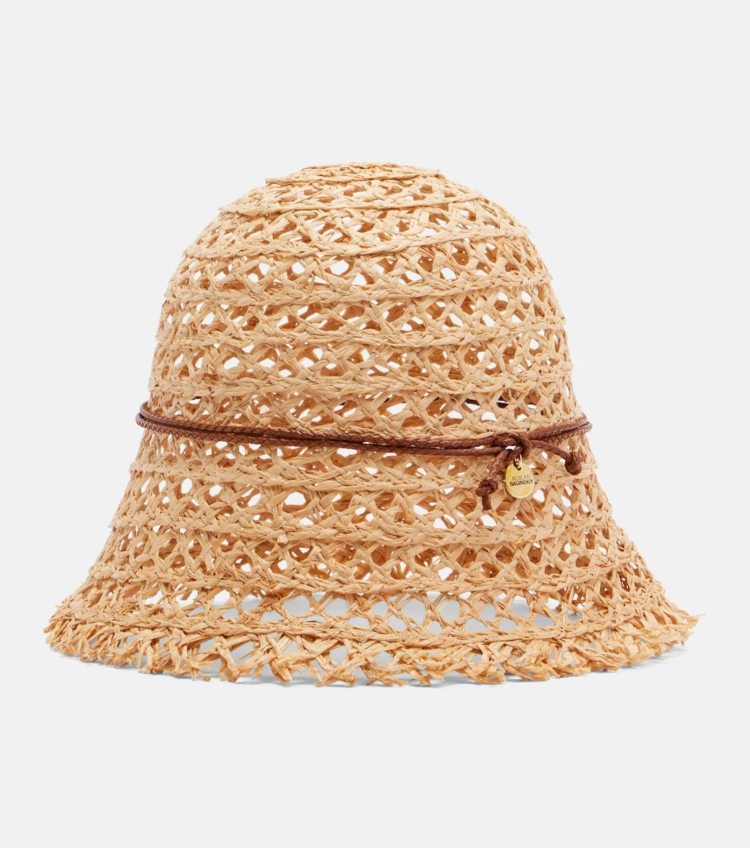 Ruslan Baginskiy - Leather-trimmed straw cloche hat