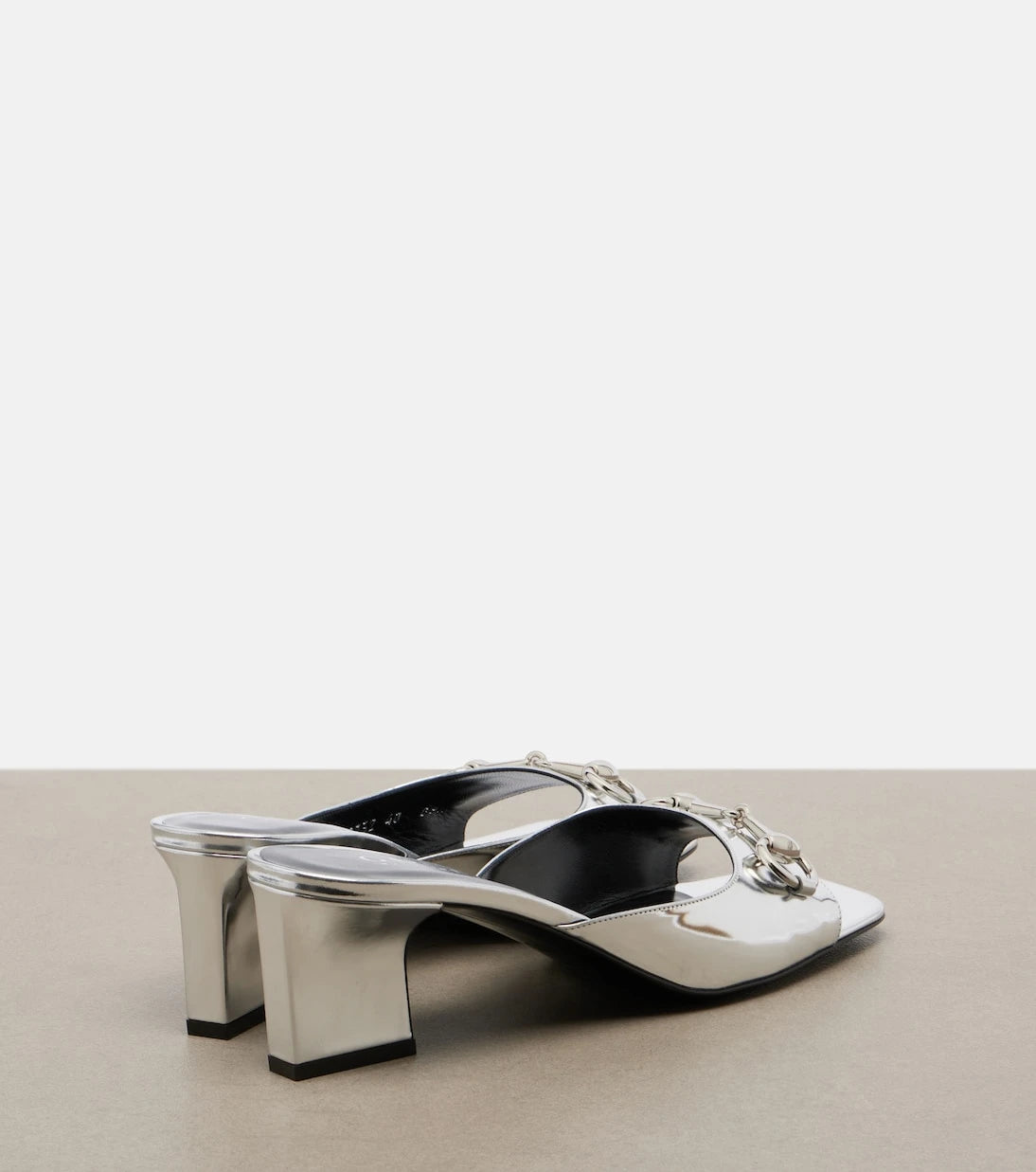 Gucci - Signora Horsebit metallic leather mules