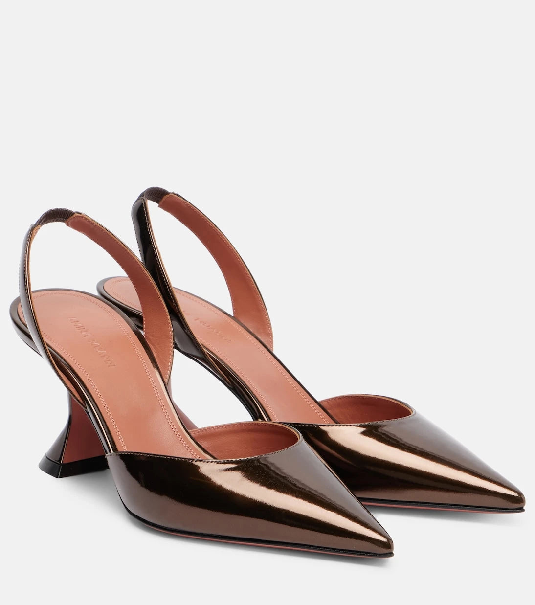 Amina Muaddi - Holli 70 mirrored leather slingback pumps