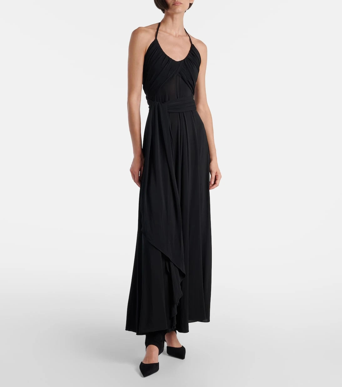 Alaïa - Cross draped gathered maxi dress