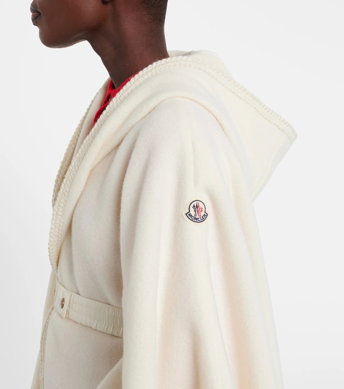 Moncler - Kemerli, saçaklı saf yün pelerin