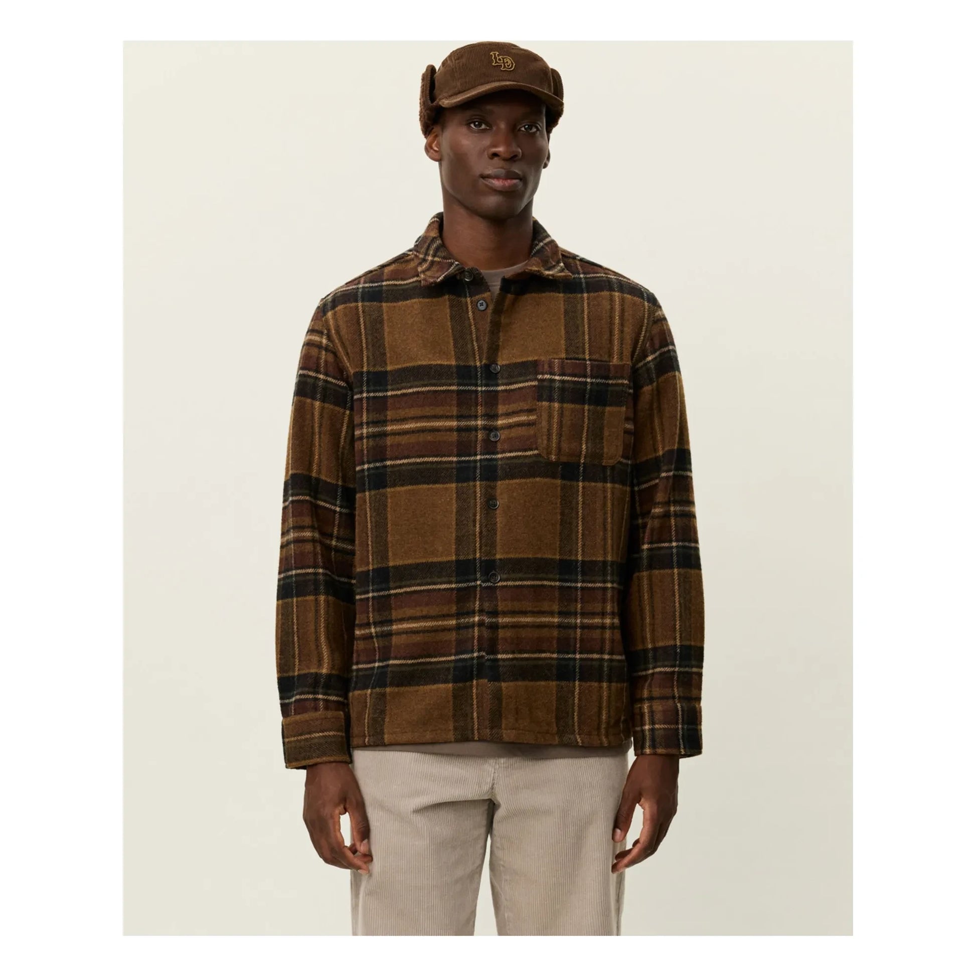 Les Deux - Kaleb Carreaux Wool Overshirt | Brown