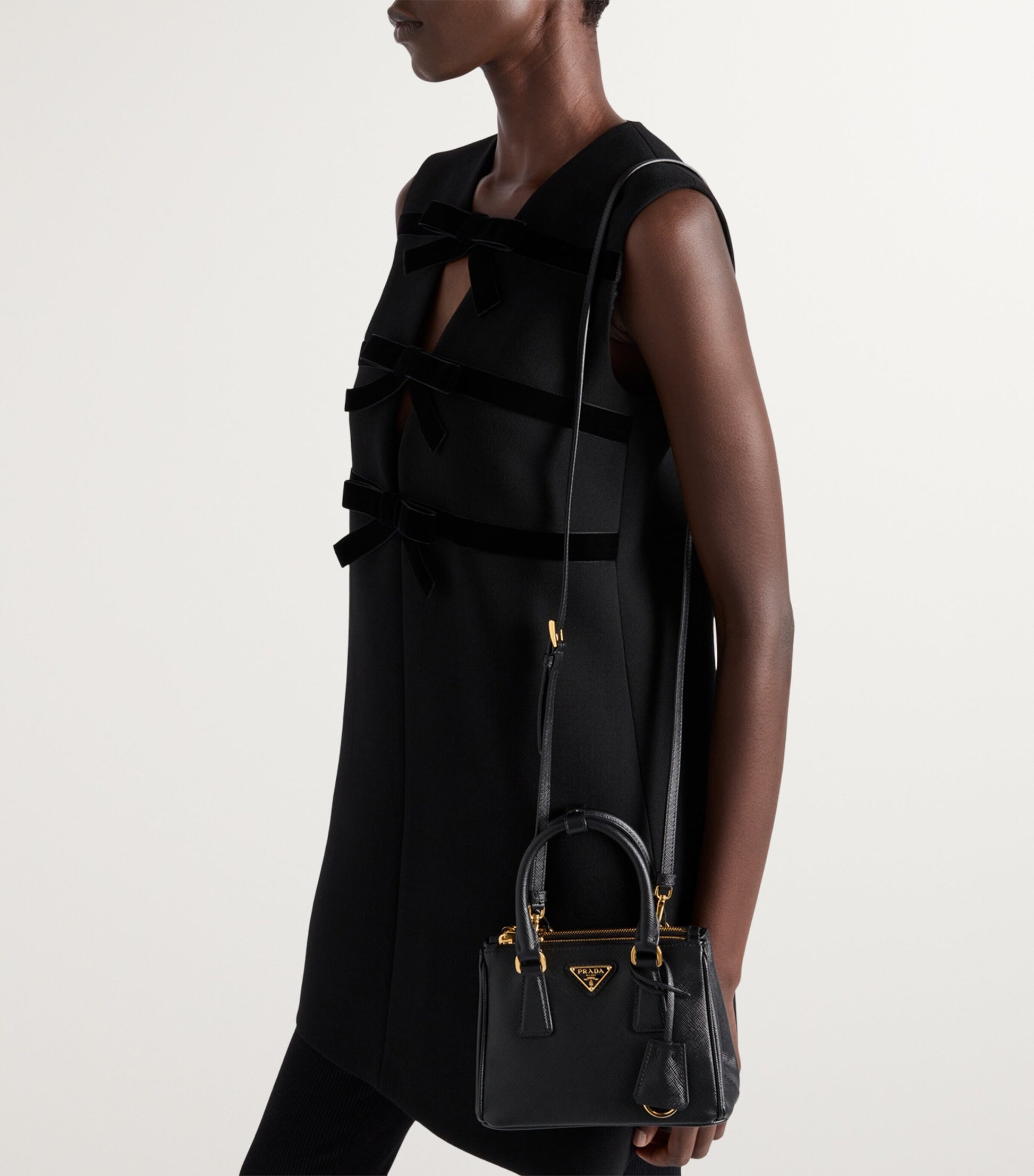 Prada Black Mini Saffiano Leather Galleria Top-Handle Bag