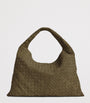 Grey Large Suede Hop Shoulder Bag