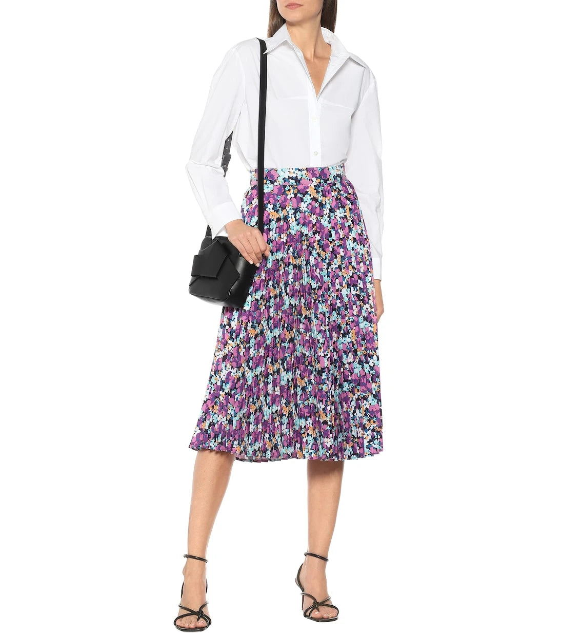 Plan C - Floral pleated midi skirt