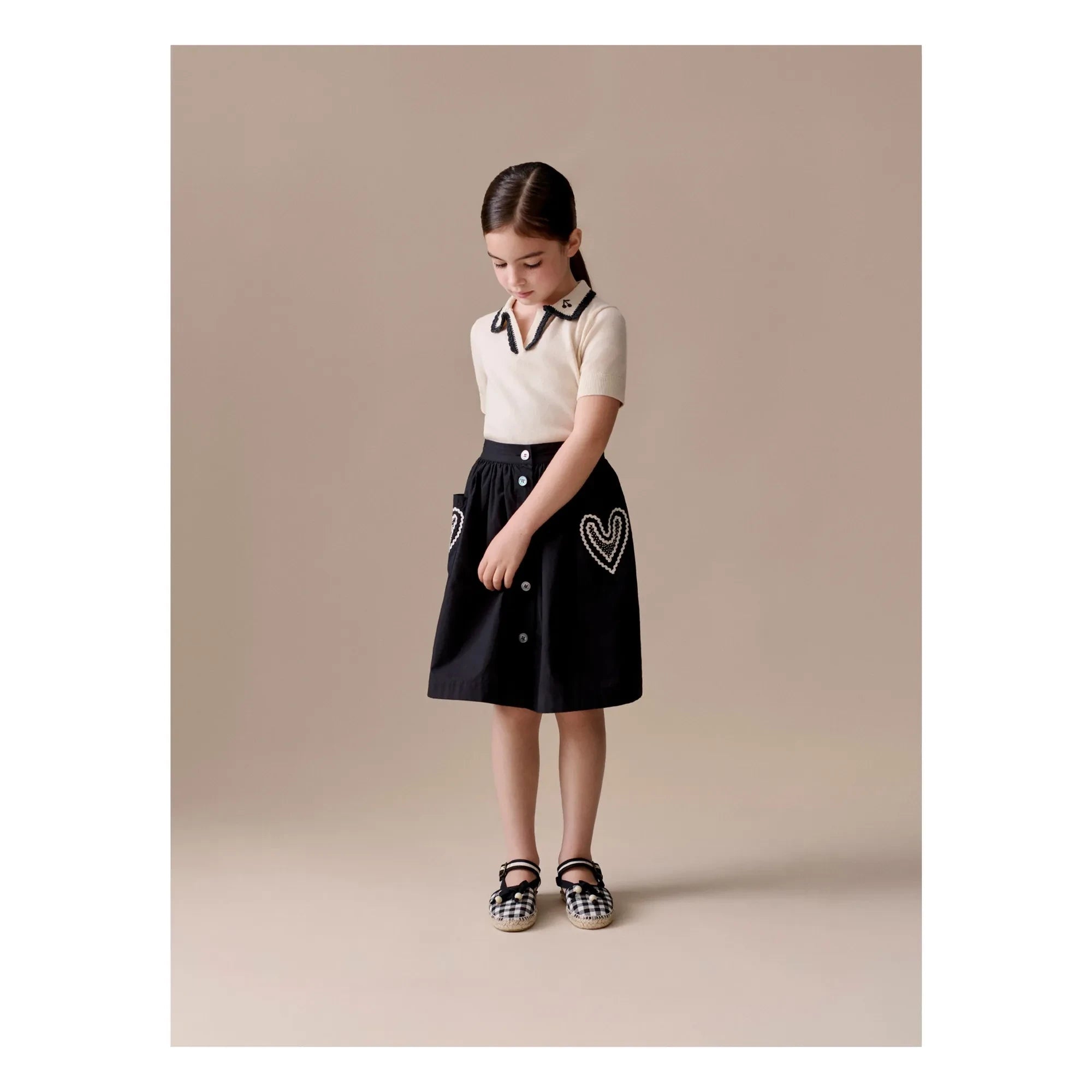 Bonpoint - Organic Cotton Ivy Hearts Skirt | Black