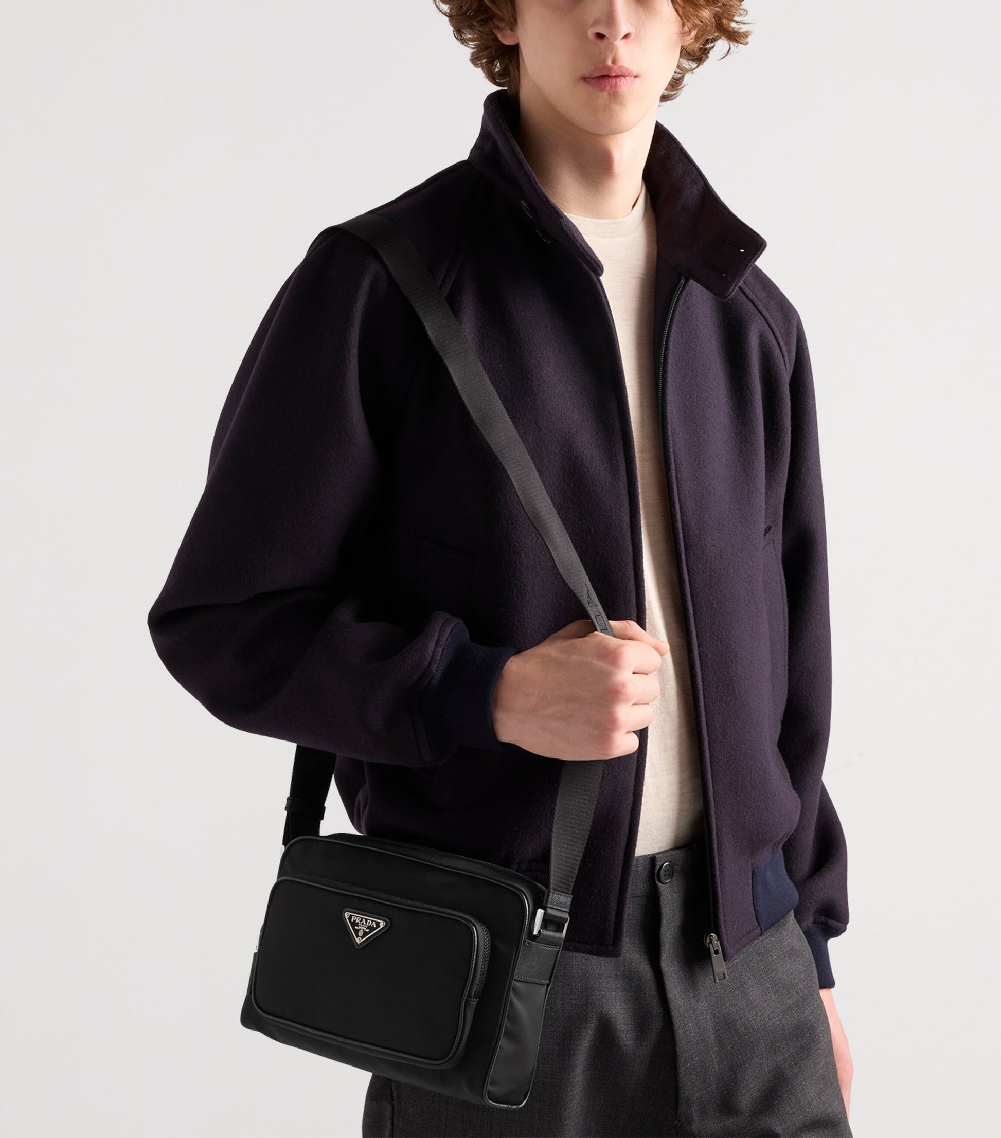 Prada Re-Nylon Saffiano Leather-Trim Shoulder Bag