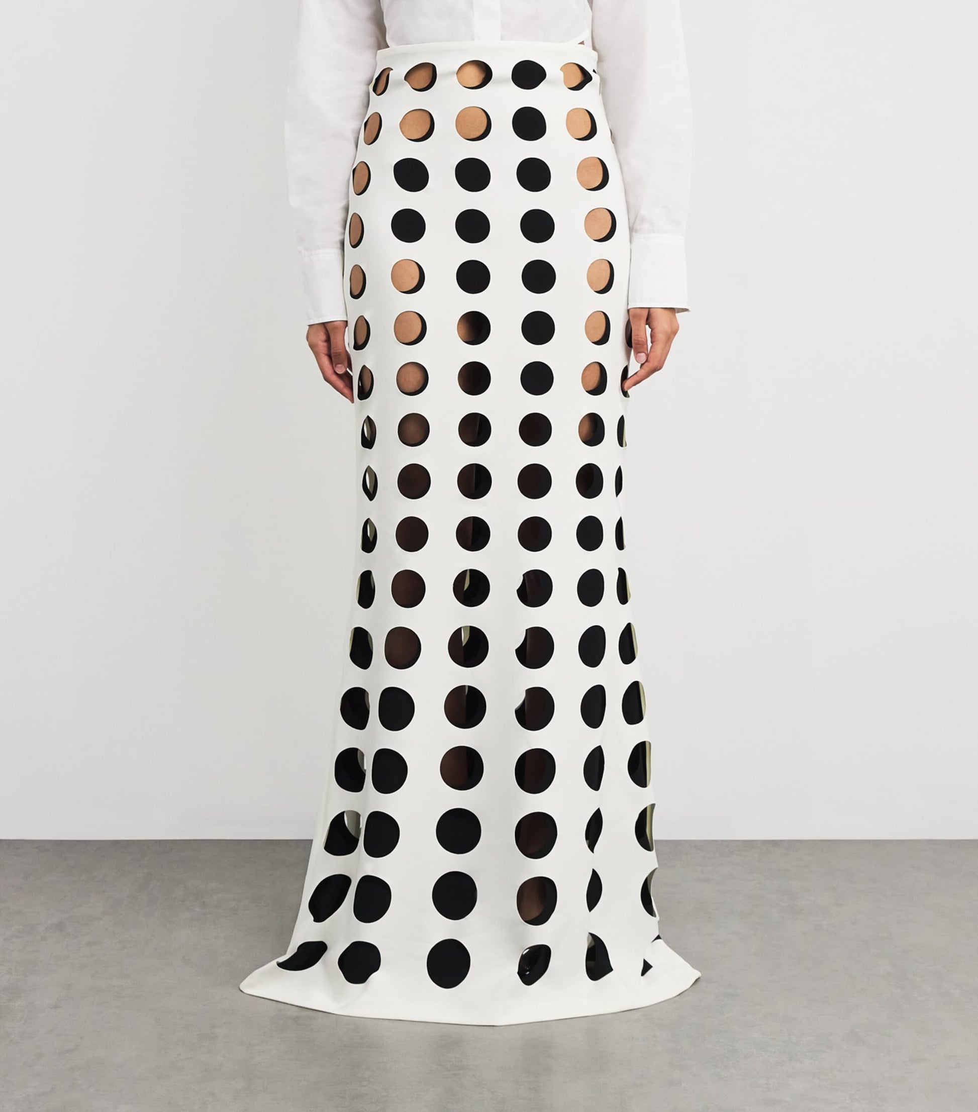 A.W.A.K.E. Mode White Layered Hole Maxi Skirt