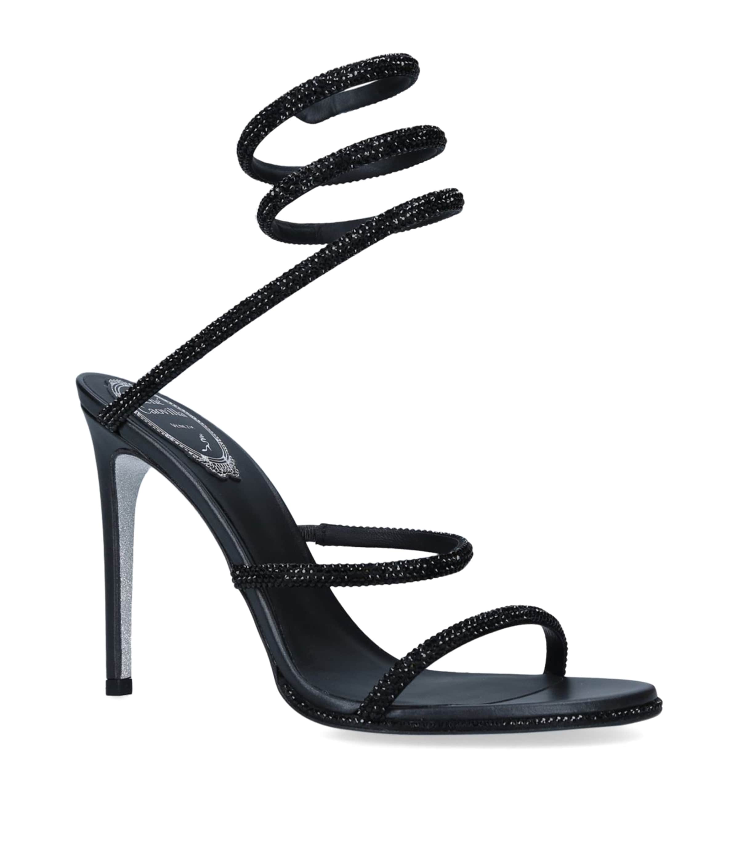 René Caovilla Black Embellished Cleo Sandals 105