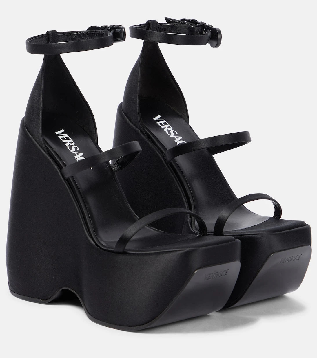 Versace - Triplatform satin platform sandals