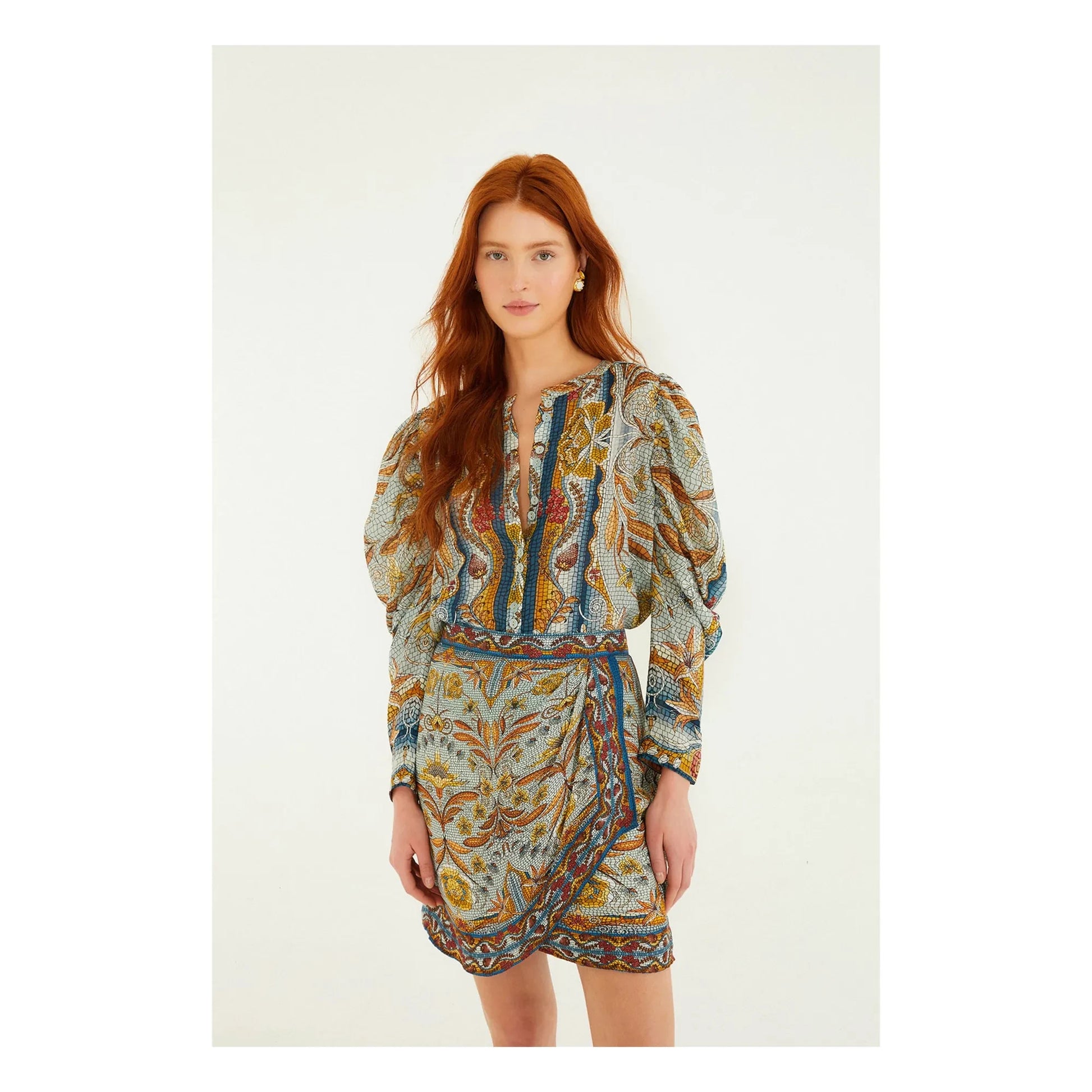 Farm Rio - Mosaic Garden skirt | Blue
