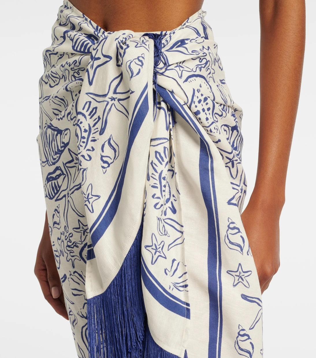 Simkhai - Fringed printed linen-blend beach cover-up